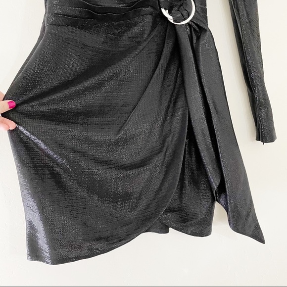 Jonathan Simkhai Metallic V-neck Belted Wrap Mini Dress - Picture 11 of 16